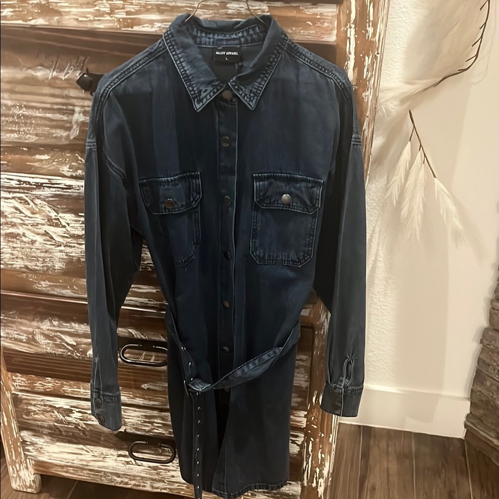 BNWT Alloy Apparel women’s tall, snap front, dark denim dress, size L